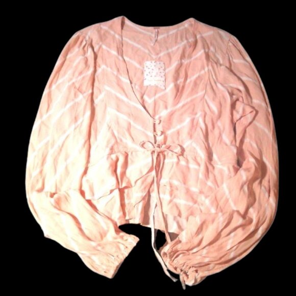 Free People Samifran Ruffle Top Peach Petal Ruffle Top Women Size MED NWT Boho - Picture 6 of 7